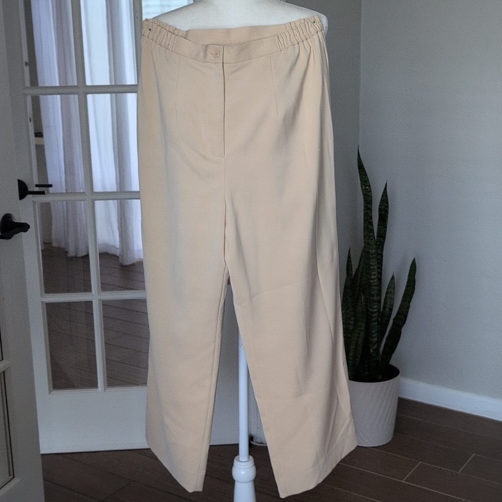 Ashro Cropped Drapy Lined Pull On Elastic Waist Pants Size 14